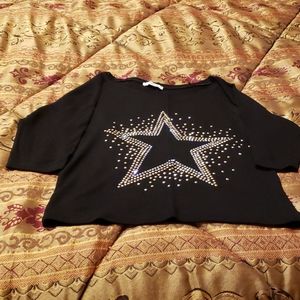 Letticia black top with rhinestones star